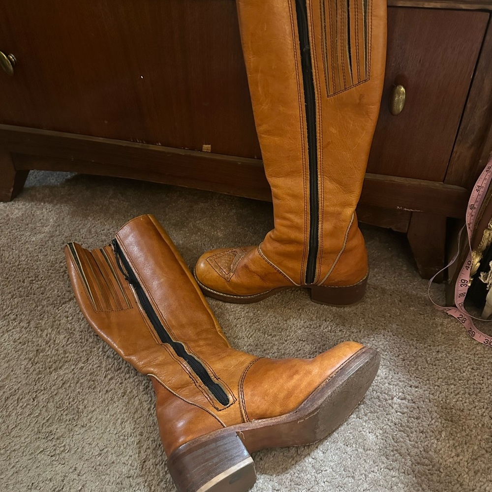 Vintage Zodiac 1970s Leather Campus Boots 8 - Picture 8 of 16
